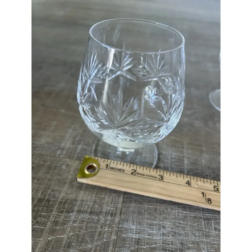 Vintage Tiffany & Co Crystal Newport Brandy Cognac Snifters 5” PAIR Etched